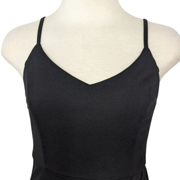 Zalalus Womens Black Bodycon Party Dress Sz Small Spaghetti Straps Deep V Neck - Picture 5 of 10